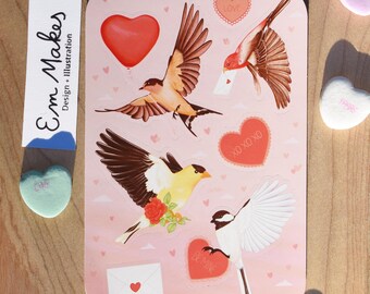 PNW Valentine Bird Stickers // Valentine's Day Bird Stickers