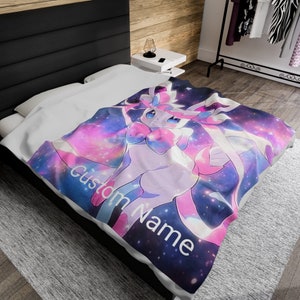 Personalized Gaming/Anime Velveteen Plush Blanket, Customizable blanket, custom name given by buyer.