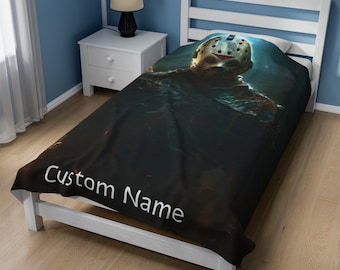 Personalized Villain/Killer/Horror Velveteen Plush Blanket, custom name given by buyer