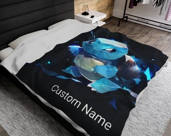 Personalized Gaming/Anime/Movie Velveteen Plush Blanket, customizable, custom name given by buyer