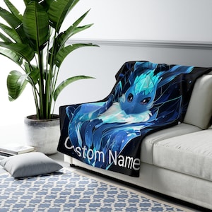 Personalized Gaming/Anime Sherpa Fleece Blanket, customizable, custom name, name given by buyer.