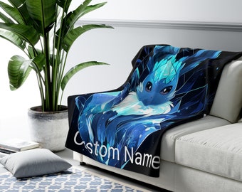 Personalized Gaming/Anime Sherpa Fleece Blanket, customizable, custom name, name given by buyer.
