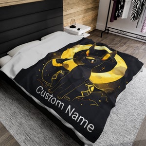 Personalized Gaming/Anime Velveteen Plush Blanket, Customizable blanket, custom name given by buyer.