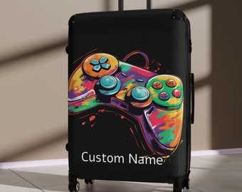 Personalized Gaming Suitcase, personalized/custom print, double wheels 360, durable hard shell, Gaming suitcase, lightweight, custom name