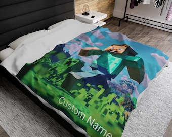 Personalized gaming Velveteen Plush Blanket, anime/movie, customizable blanket, custom name given by buyer