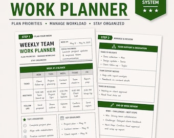 Weekly Work Planner for Schedules and Tasks