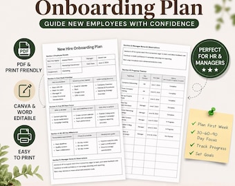 30, 60, 90 Day New Hire Onboarding Plan Template for Managers