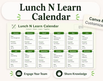 Lunch and Learn Calendar Template – Editable Schedule