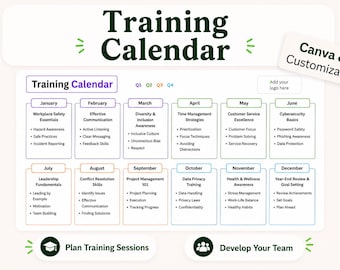 Employee Training Calendar Template – Editable Schedule