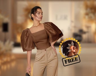 Dolores Philippine Elegant Blouse | Filipina Terno Boutique | Filipiniana Attire, Filipina Formal Wear