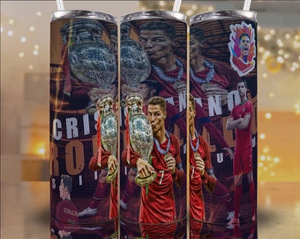Emballage de gobelet Ronaldo cr7 png | Gobelet mince 20 oz png | Télécharger le design par sublimation | Prêt à imprimer