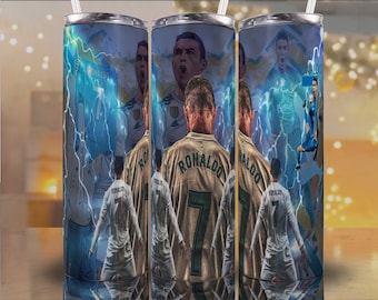 Emballage de gobelet Ronaldo cr7 png | Gobelet mince 20 oz png | Télécharger le design par sublimation | Prêt à imprimer