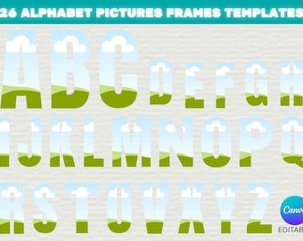 Canva Frame Template Alphabet,Canva Frames,Fill in Alphabet,Photo Collage Editable File,Canva Frame Monogram,Download Digital File