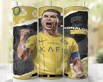 Emballage de gobelet Ronaldo cr7 png | Gobelet mince 20 oz png | Télécharger le design par sublimation | Prêt à imprimer