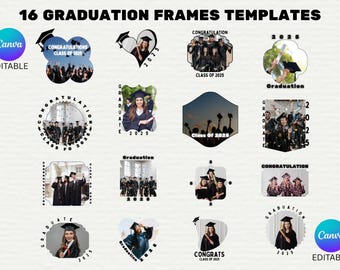 Klasse von 2025 Canva Frames, Abschluss Canva Frame bearbeitbare Vorlage, Glückwunsch Senior 2025, ziehen und ablegen Design für High School Senior