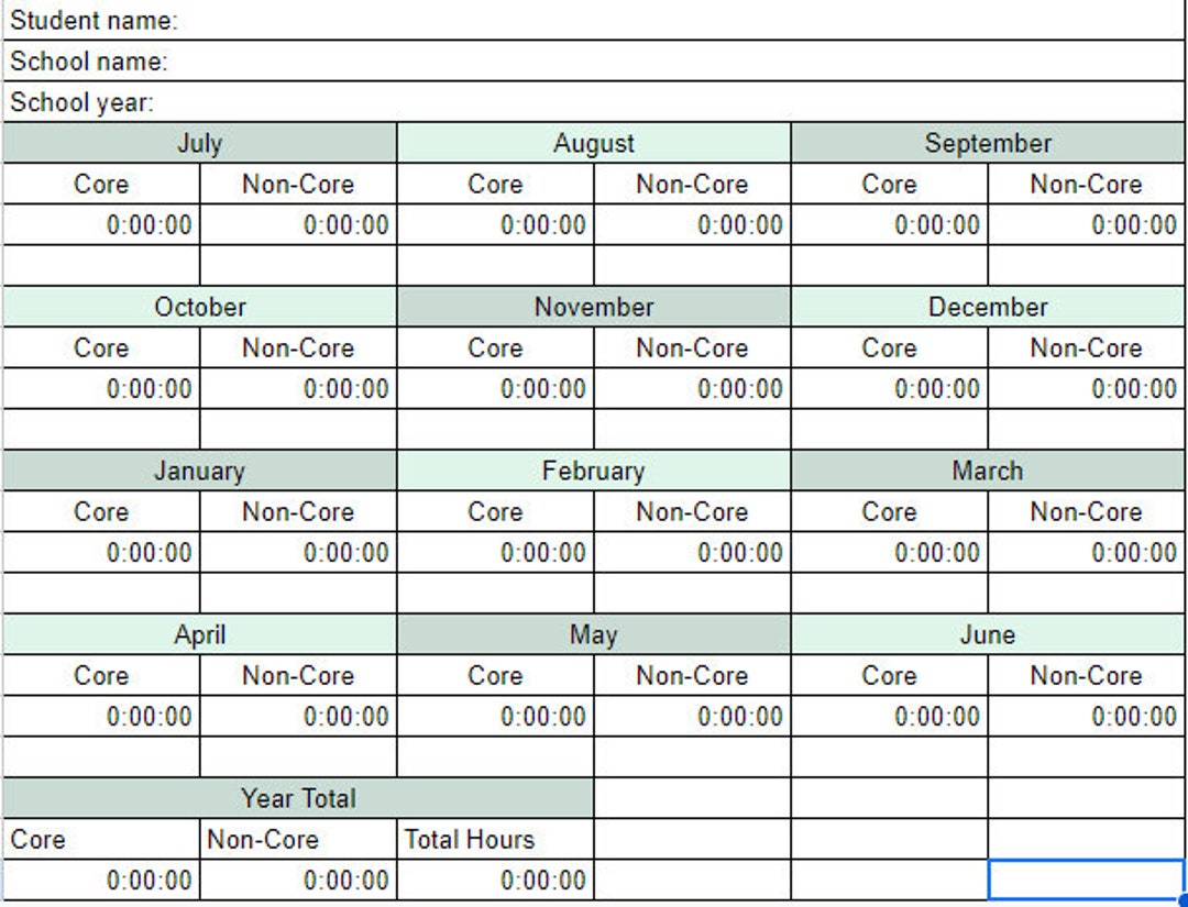 Four Student Homeschool Hour Log - Etsy