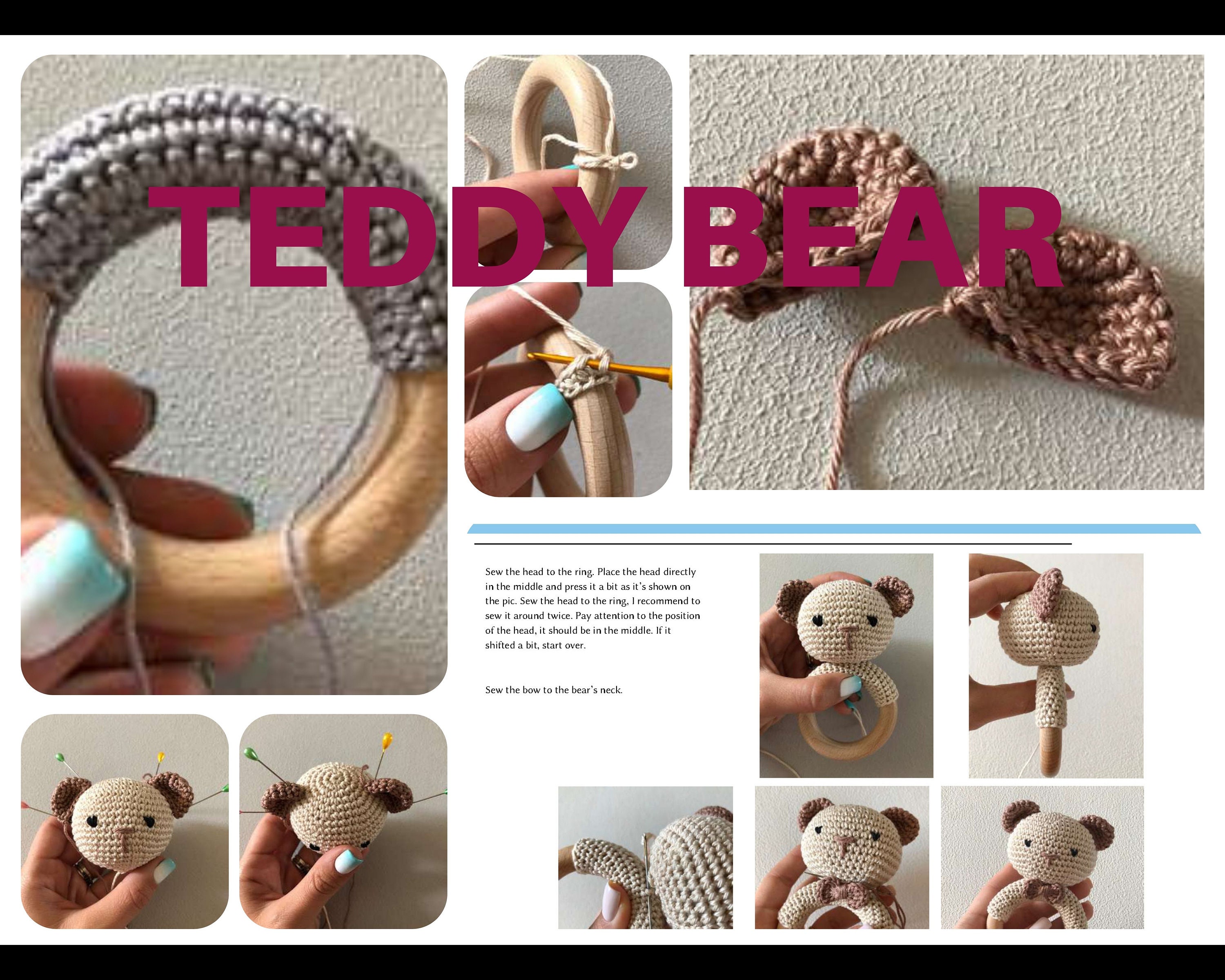Baby Rattle Crochet Pattern Bundle, Cute Animals Bunny, Teddy Bear ...