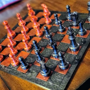 Custom Chess/Checkers Resin Game Board with pieces