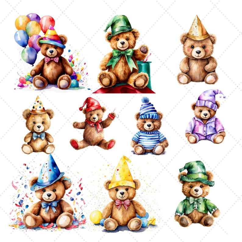 Teddy Bear Party Hat Clipart PNG Birthday Balloons Cupcakes Cute teddy-bear-party-hat-clipart-png-birthday-balloons-cupcakes-cute