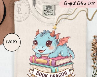 Cute Book Dragon Shirt, Fantasy Reader Tee, Dragon Lover Gift for Bookworms, Cute Reading Shirt, Bookish Graphic Tee, Book Lover Gift
