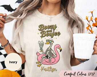 Custom Name Halloween Summerween Shirt, Comfort Colors Silly Goose Skeleton Tee, Funny Halloween Tee, Spooky Season Shirt for Women