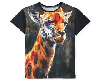 Sporttrikots für Kinder mit lebendigem Giraffen-Print | Feuchtigkeitsableitende Polyester-Shirts