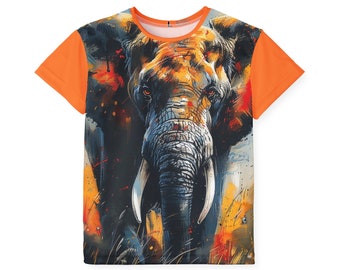 Levendige sporttruien voor kinderen met olifantenprint | Vochtafvoerende polyester shirts