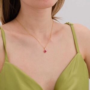 14K Gold Plated Single Stone Birthstone Necklace, Personalized Birthstone Pendant, Dainty Gemstone Jewelry, Mother&#39;s Day Gift