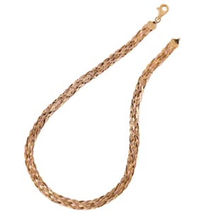 Vintage .925 Tri Gold Colored Flat Braided Herringbone Necklace