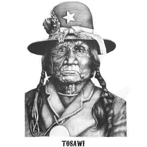 TOSAWI, &quot;Silver Knife&quot;, Penateka Comanche Chief, mats to standard 22x28&quot; frame, hand signed by the artist, Limited edition print of 175.