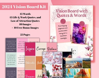 Vision Board, with Vision Board Words and Quotes, Vision Board Images, Vision Board Printables, Vision Board Kits, PDF, Motivation, Anxiety