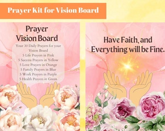 Prayer Vision Board, Daily Short Prayers, Prayer Vision Board with Images, Printable Vision Board, Prayer Vision Board Kits for 2024, PDF