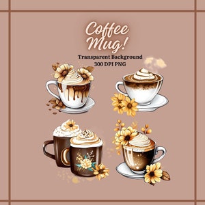 Kaffeetasse Clipart, Kaffee und Blumen PNG, Für die Kaffee-Liebhaber Clipart, Kaffee Clipart, Kaffee Kunst, Boho Kaffeetassen, Kaffeetasse PNGs