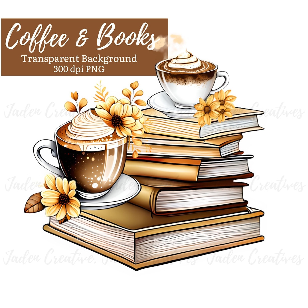 Coffee and Book Clipart, Coffee Book PNG, for the Coffee Lovers Clipart