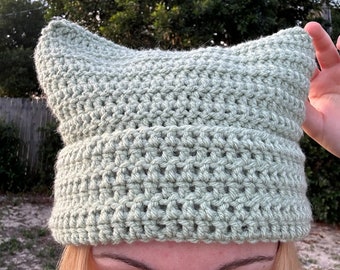 Crochet cat ear beanie, Crochet cat ear hat, Crochet cat beanie, Trendy beanie, Cute cat girl beanie, Hat with cat ears, Winter hat, Gift