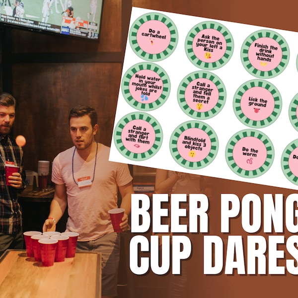 Beer Pong Spiel Cup Karten, wagt für Gesellschaftsspiele - Weihnachtsfeier Digital Download Spielkarten Set, einfaches Einrichten von Trinkspielen Silvester