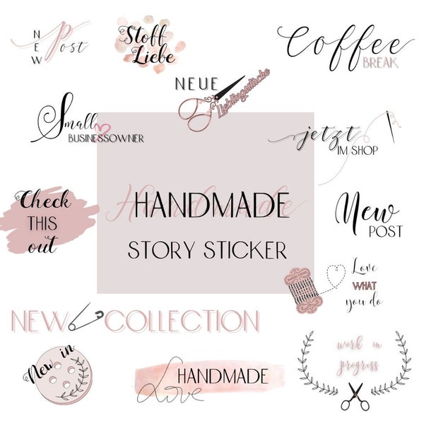 Instagram Story Sticker Handmade PNG Digitaler Storysticker Instant Download, einfache Installation für handmade Blogger