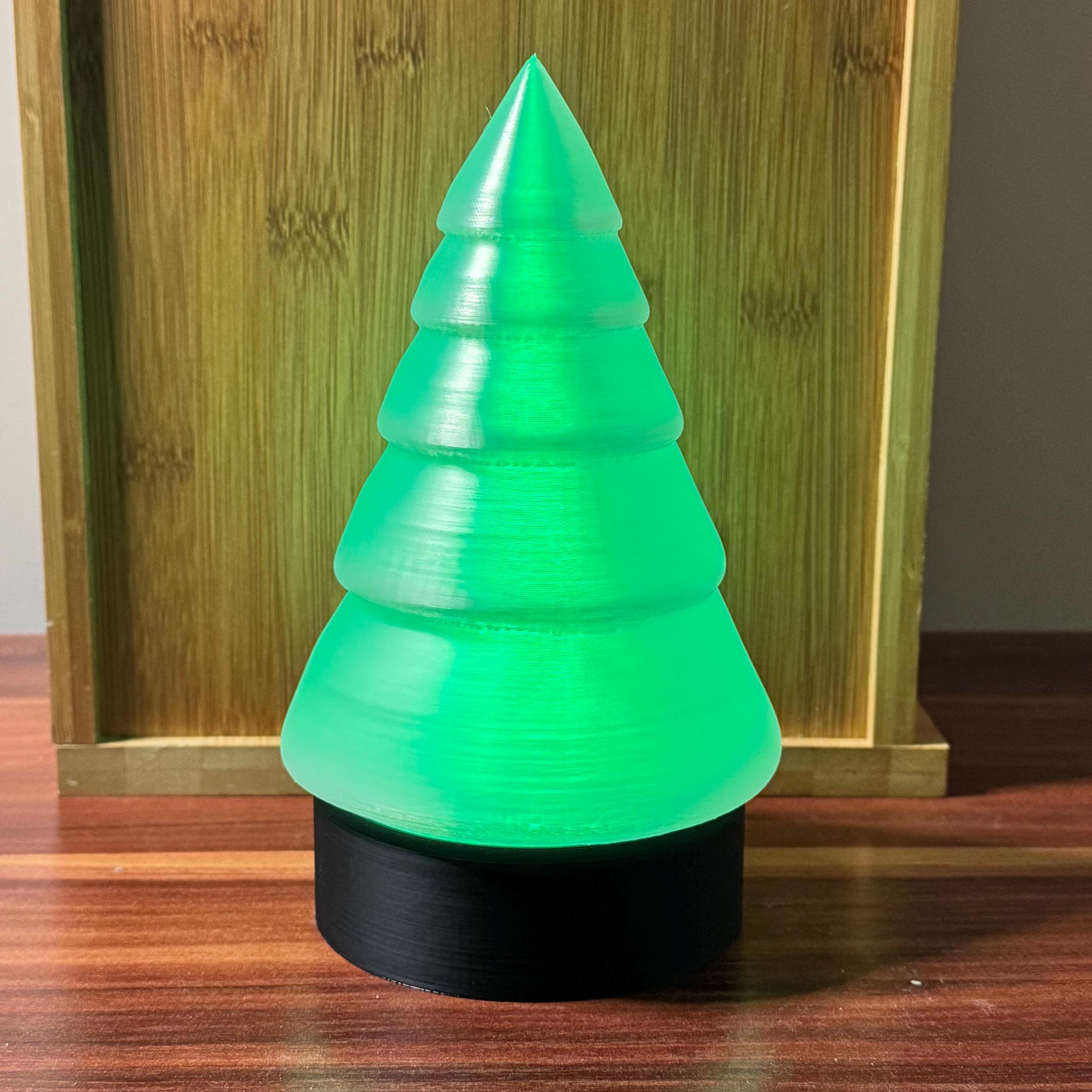 3D Printed LED Christmas Tree with Remote | Multi-Color Light-Up Holiday Decor (8” Tall)