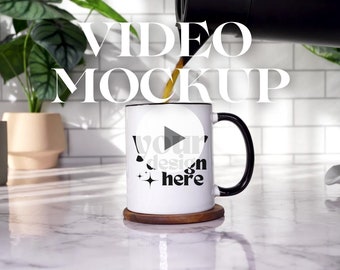 Black Accent Mug Mockup Video | Mug Mockup Video | Black Handle Mug Mockup Video | Two Tone Mug Mockup | 11 Oz Mug Mockup