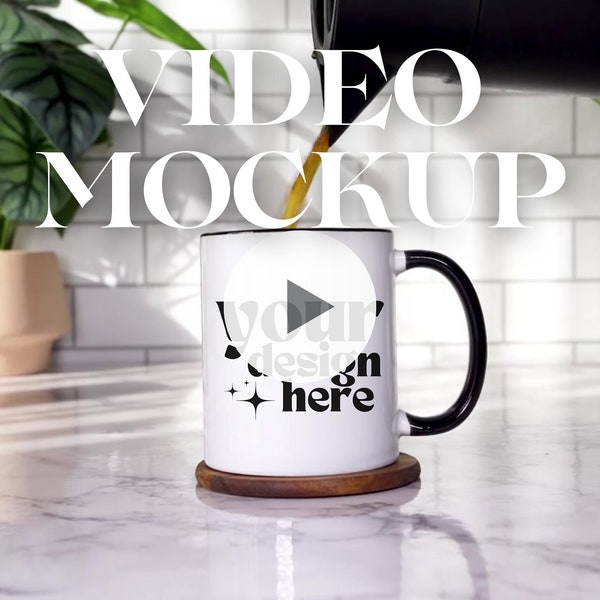 Black Accent Mug Mockup Video | Mug Mockup Video | Black Handle Mug Mockup Video | Two Tone Mug Mockup | 11 Oz Mug Mockup