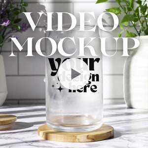 Frosted Glass Can Mockup Video | 16 Oz Glass Can Mockup | Libbey Glass Mockup | Beer Can Glass Mockup | Video Mockup | High Quality