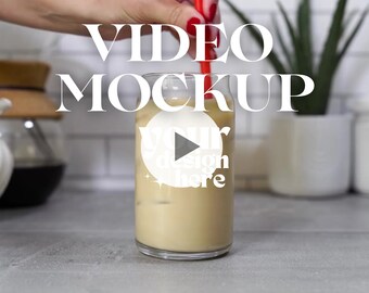 Mockup Video Glass Can | Libbey Glass Mockup | 16 Oz Glass Can Mockup Video | Mug Mockup | Mug Video Mockup | Frosted Glass Mockup Video