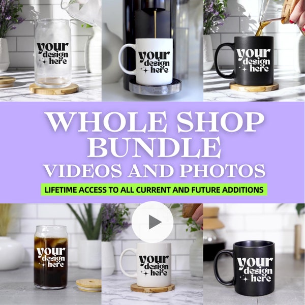 ENTIRE Shop Bundle Mug Mockups | Mug Mockup Video | Mug Mockup Bundle | Glass Can Mockup Video | Libbey Glass Mockup | High Quality