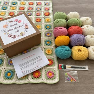 Kit para manta de bebé de ganchillo con diseño floral en 3D: Proyecto DIY para principiantes