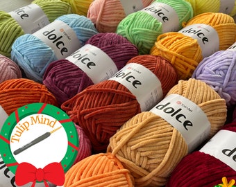 Yarnart Dolce Yarn, soft velvet amigurumi yarn, super bulky soft yarn, baby yarn, plush knitting yarn, micro polyester yarn, chenille yarn