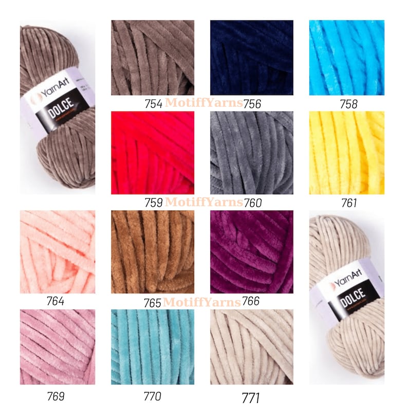 Yarnart Dolce Yarn, Soft Velvet Amigurumi Yarn, Super Bulky Soft Yarn