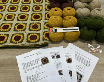 Crochet Sunflower Blanket Kit: Beginner Friendly DIY Throw
