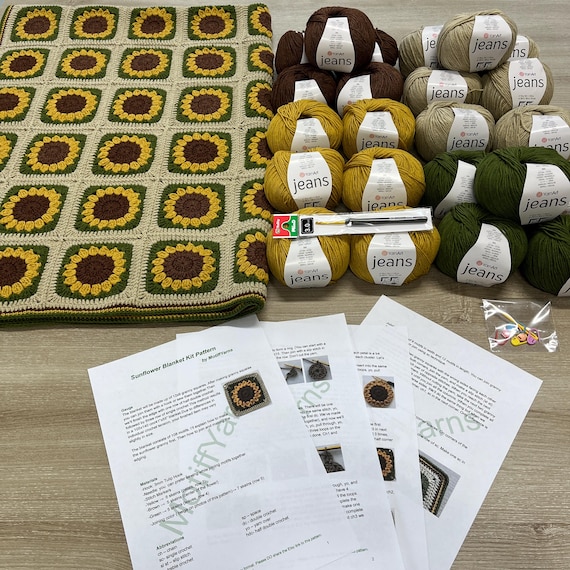 Crochet Sunflower Blanket Kit: Beginner Friendly DIY Throw