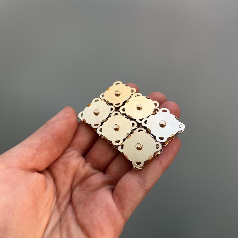 18mm Sewable Magnetic Snaps: Gold & Silver Purse Closures Gold
