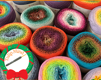 Yarnart Flowers Cake Yarn, cotton cake yarn, shawl wrap yarn, cotton cake summer yarn, color gradient dress shawl yarn, super fine cake yarn